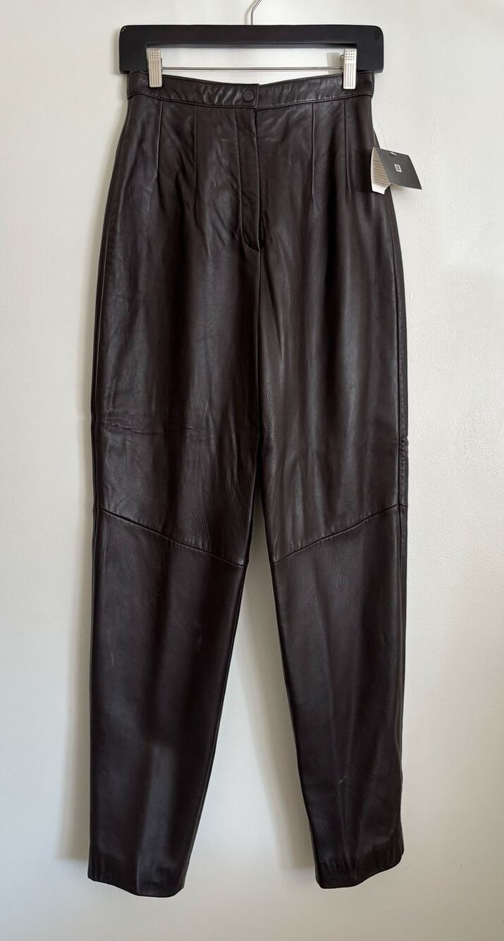 Brown Vintage Valerie Stevens New Zealand Lambskin High Rise Leather Pants 6